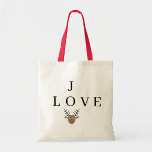 Joy Love Festive kerstreindeur Crossword Tote Bag