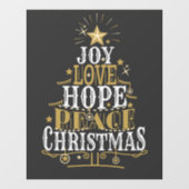 Joy Love Hope Peace Kerstmis Raamsticker (Vel)