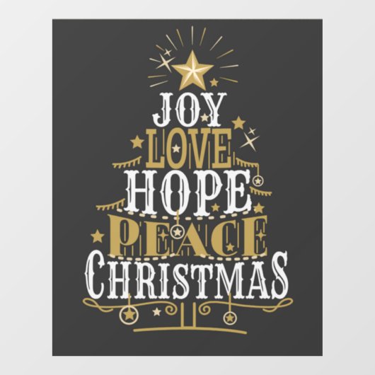 Joy Love Hope Peace Kerstmis Raamsticker (Vel)