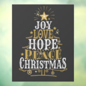 Joy Love Hope Peace Kerstmis Raamsticker (Vel 3)