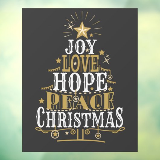 Joy Love Hope Peace Kerstmis Raamsticker (Vel 3)