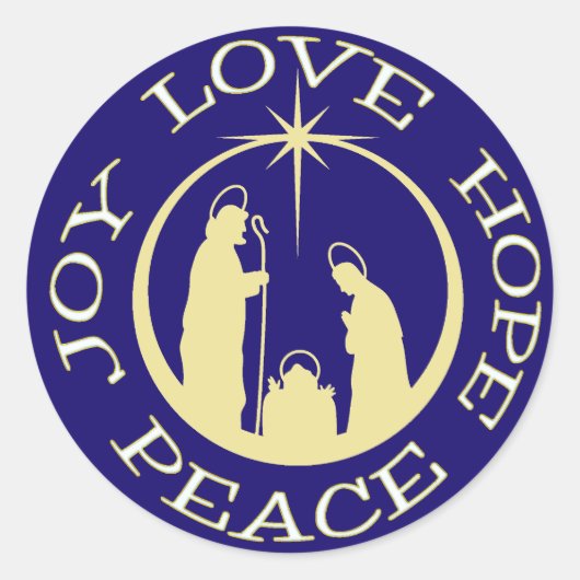 Joy Love Hope Peace Kerstmis Ronde Sticker (Voorkant)