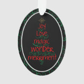 Joy · Love · Magic · Wonder · Merriment Ornament (achterkant)