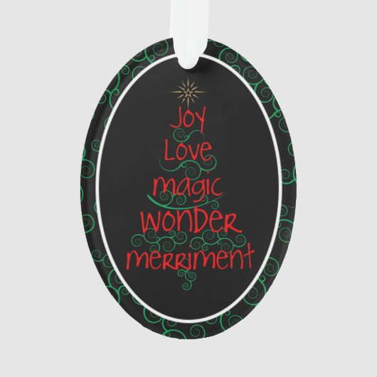 Joy · Love · Magic · Wonder · Merriment Ornament (achterkant)