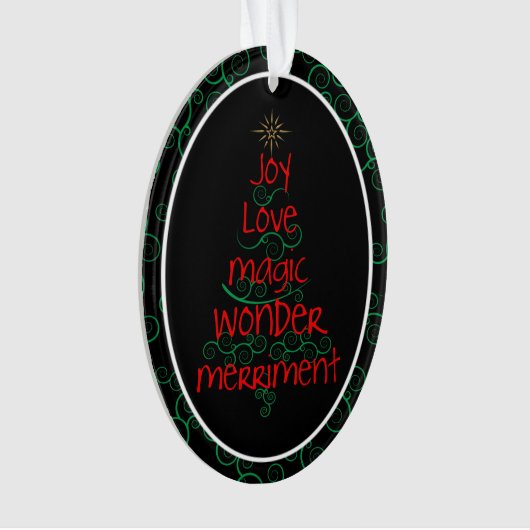 Joy · Love · Magic · Wonder · Merriment Ornament (voorkant)