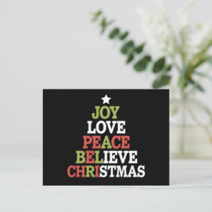 Joy Love Peace Believe Christmas Tree Family Feestdagenkaart