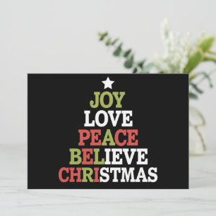 Joy Love Peace Believe Christmas Tree Family Feestdagenkaart