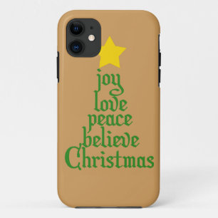 Joy, Love, Peace, Believe, Kerstmis iPhone 11 Hoesje