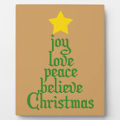 Joy, Love, Peace, Believe, Kerstmis Fotoplaat (Voorkant)