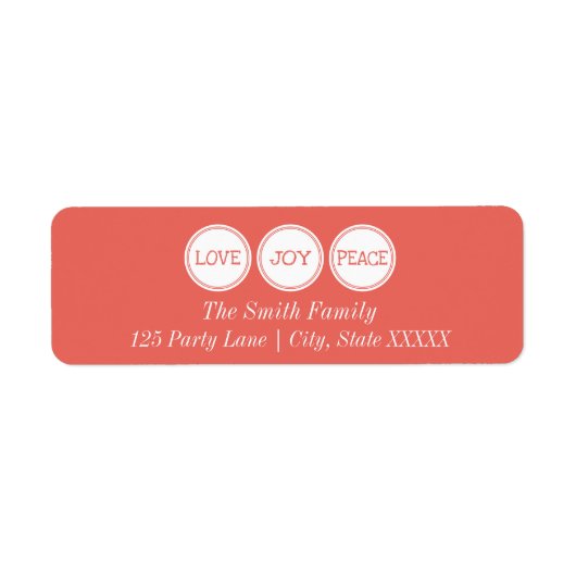 Joy Love Peace | Étiquette d'adresse de retour (Devant)