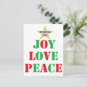 Joy, Love, Peace Feestdagenkaart (Staand voorkant)