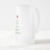 Joy Love Peace Geloof Kerstboom Met Rood Matglas Bierpul (Voorkant rechts)