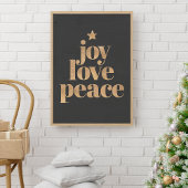 Joy Love Peace | Gouden Elegante Minimalistische K Poster