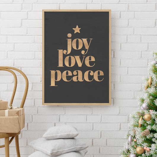 Joy Love Peace | Gouden Elegante Minimalistische K Poster
