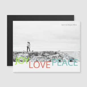 Joy Love Peace Minimalist Carte postale photo magn
