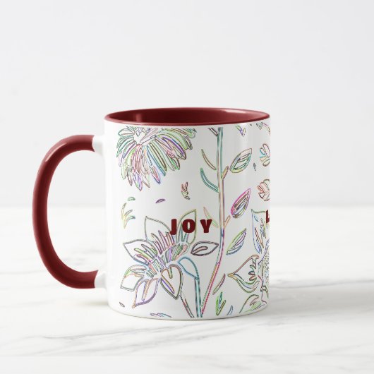 Joy Love Peace Mug à deux tons de marron (Gauche)
