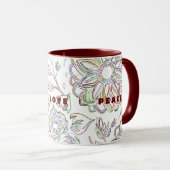 Joy Love Peace Mug à deux tons de marron (Devant droit)