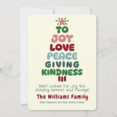Joy Love Peace Tree Holiday-kaart Feestdagenkaart (Voorkant)