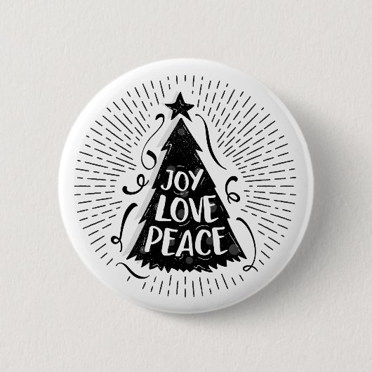 Joy Love Peace Vintage Kerstmis Button (Voorkant)