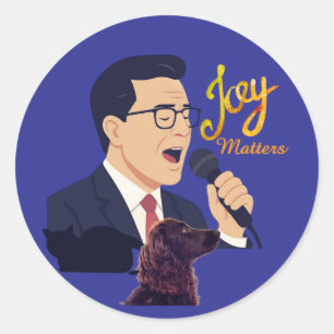 Joy Matters Stephen Colbert Zingt Met Benny Meme Ronde Sticker