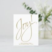 Joy! Minimale Gold & White BUDGET-feestkaart (Staand voorkant)