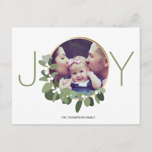 Joy minimalist - kerstfoto van Wreath-familie Briefkaart