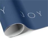 Joy Minimalist Navy Blue Typography Pattern Cadeaupapier (Rol Hoek)