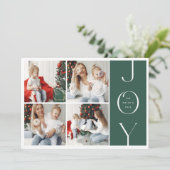 JOY Modern 4 Fotocollage Vrolijk Kerstfeest Feestdagenkaart (Staand voorkant)