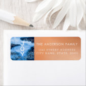 Joy | Modern blauw en koperfeestdag Etiket (Insitu)