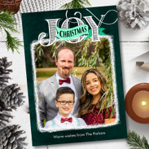 JOY Modern Bold Script Minimalistische foto Kerstm