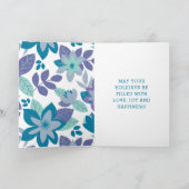 Joy Modern Botanical Floral Kerstmis Feestdagen Kaart (Binnen)