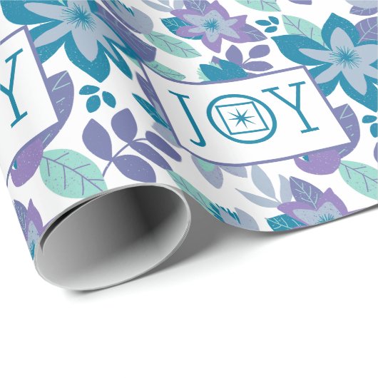 Joy Modern Botanical Pattern kerst Cadeaupapier (Rol Hoek)