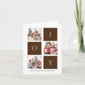 JOY Modern Brown Script Photo Collage Simple Feestdagen Kaart (Voorkant)