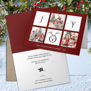 JOY Modern Fun Script Photo Collage Whimsical Feestdagen Kaart