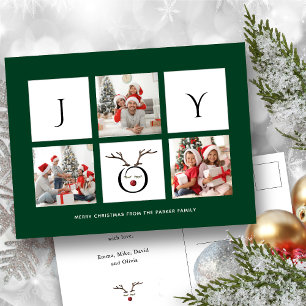 JOY Modern Fun Script Photo Collage Whimsical Holi Briefkaart