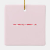 JOY | Modern Red & Pink Christmas Photo Gift Keramisch Ornament (Achterkant)