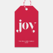 Joy Modern Typography Personalized Holiday Cadeaulabel (Voorkant)