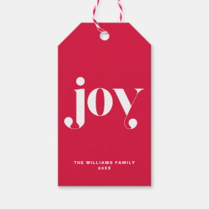 Joy Modern Typography Personalized Holiday Cadeaulabel
