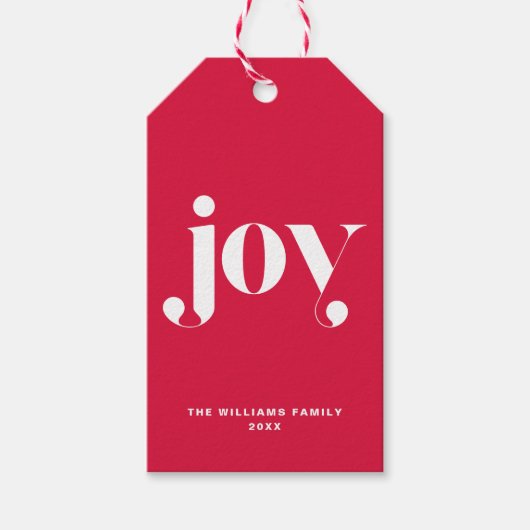 Joy Modern Typography Personalized Holiday Cadeaulabel (Voorkant)