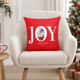 JOY Moderne Coussin de Noël personnalisé avec phot