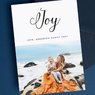 JOY moderne kerstkaart calligrafie lettertype