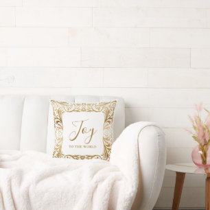 Joy Monogram Moderne Elegante Gouden Kerst Kussen