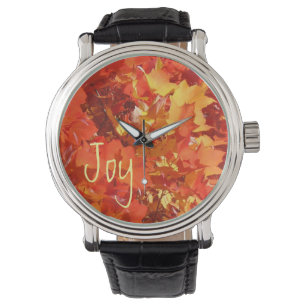 Joy Montres Designer Orange Rouge Jaune Feuilles