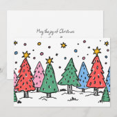 Joy of Christmas Doodle Art Style Feestdagenkaart (Voorkant / Achterkant)