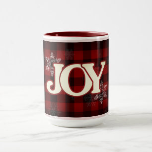 JOY of Kerstmis Elegant Red buffalo plaid Mok