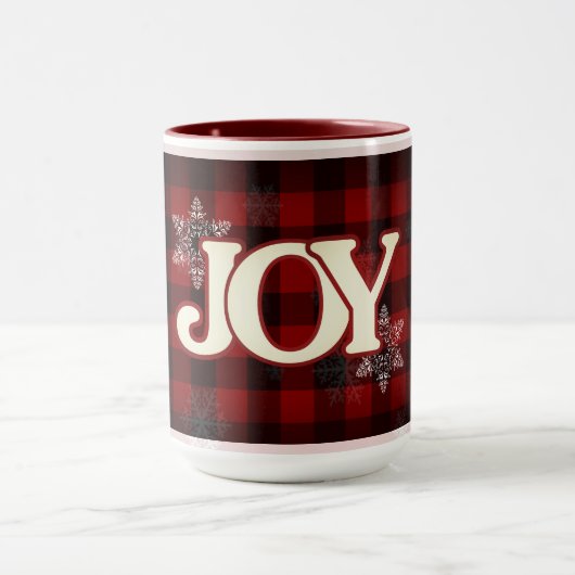 JOY of Kerstmis Elegant Red buffalo plaid Mok (Midden)