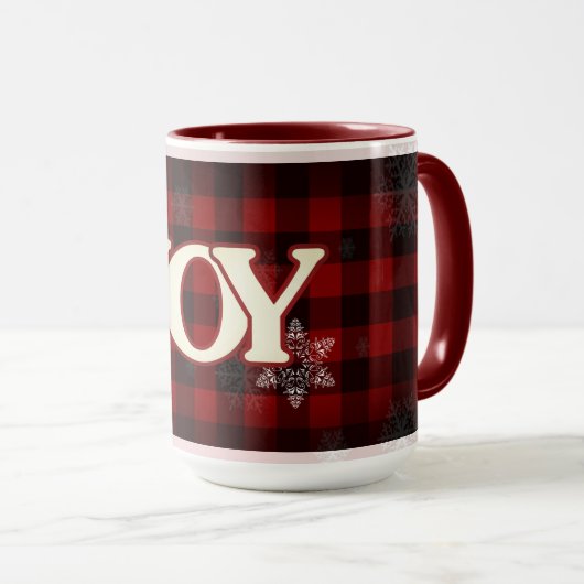 JOY of Kerstmis Elegant Red buffalo plaid Mok (Voorkant rechts)