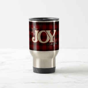 JOY of Kerstmis Elegant Red buffalo plaid Reisbeker