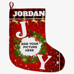 JOY of Kerstmis, persoonlijk Afbeelding en naam Grote Kerstsok