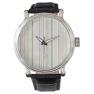 Joy of White Watercolor Stripes Pattern Horloge